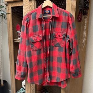 Dickies Plaid Flannel Button Down Long Sleeve Shirt